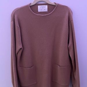 zara brown girls sweater size 10 w/ pockets